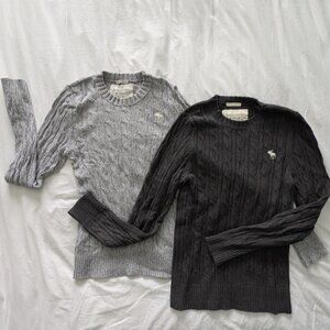 Abercrombie & Fitch Men’s Cable Knit Muscle Sweater Bundle (2) – Size Large